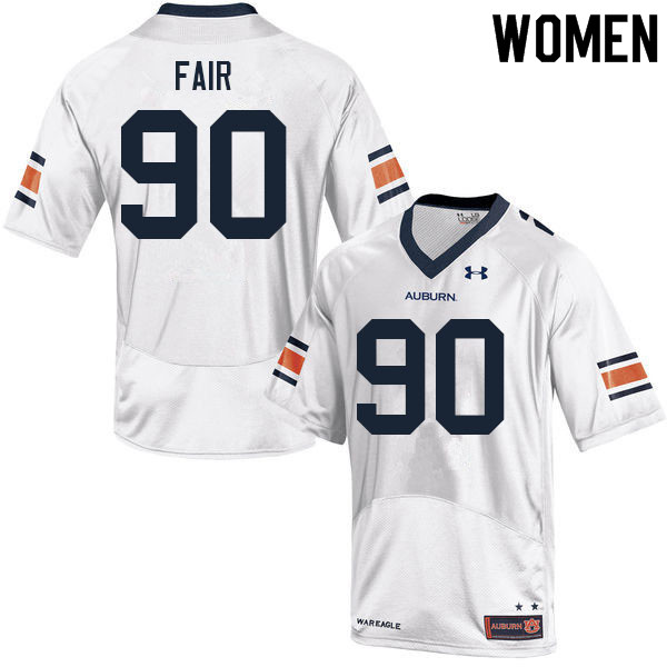 Women #90 Tony Fair Auburn Tigers College Football Jerseys Sale-White - Click Image to Close